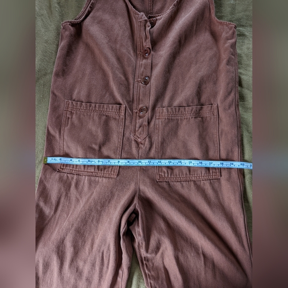 Jungmaven Hemp Button Front Romper in Terra Cotta size Medium - Picture 7 of 8